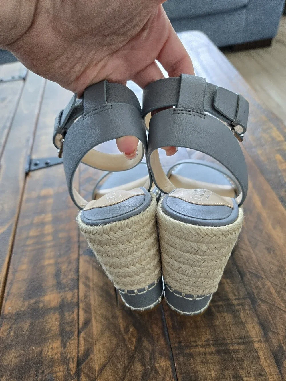 Lauren Ralph Lauren Hilarie Nappa Leather Espadrille Wedge Sandals. Size 6.5